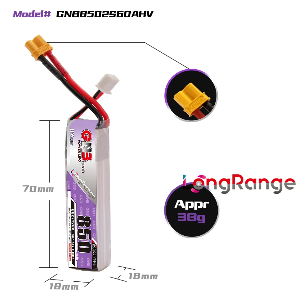 GAONENG GNB LiPo batería 850mA - Drone Kit Long Range reseña y precio